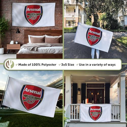 Desert Cactus Arsenal Flag FC Gunners Football Soccer 3x5 ft Banner - 6