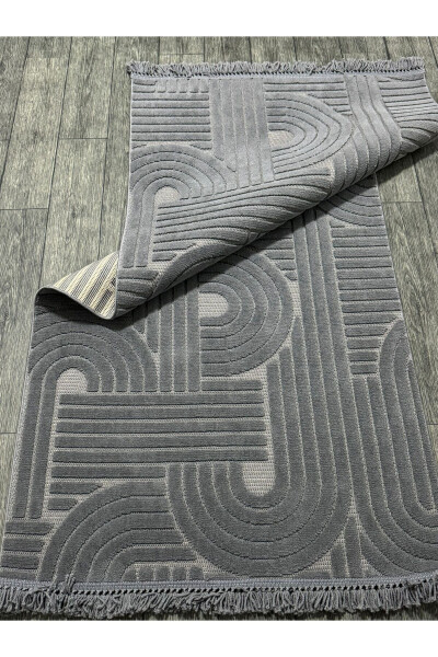 DESIGN 1090 ANTHRACITE Soft Textured Rug Carpet Living Room Kitchen Corridor Cut Runner Woven Rug - 6