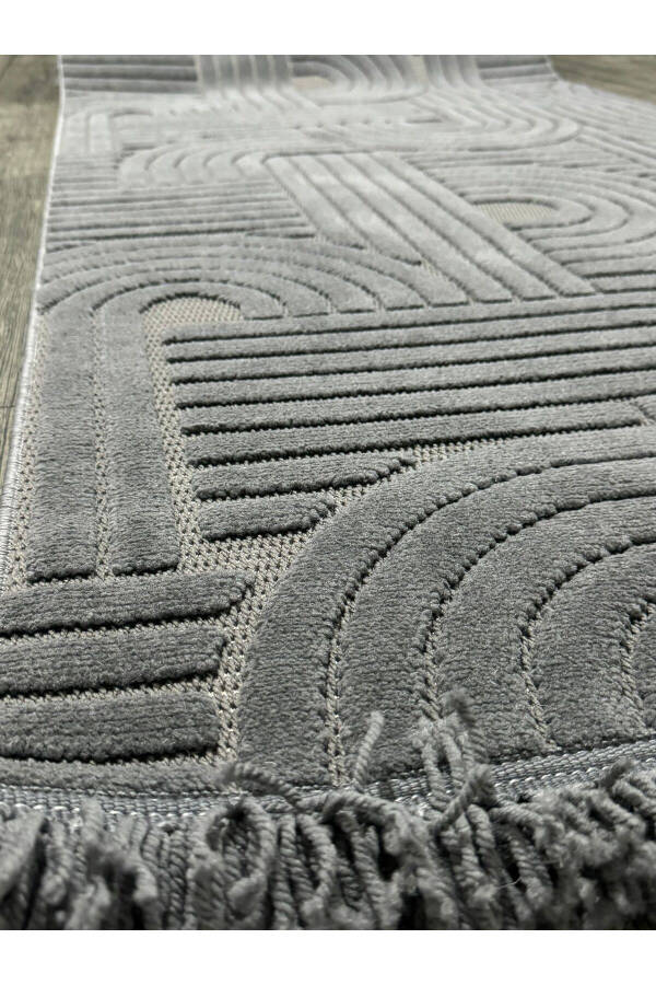 DESIGN 1090 ANTHRACITE Soft Textured Rug Carpet Living Room Kitchen Corridor Cut Runner Woven Rug - 13
