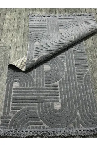 DESIGN 1090 ANTHRACITE Soft Textured Rug Carpet Living Room Kitchen Corridor Cut Runner Woven Rug - 3