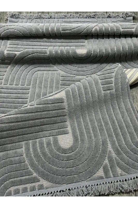 DESIGN 1090 ANTHRACITE Soft Textured Rug Carpet Living Room Kitchen Corridor Cut Runner Woven Rug - 8