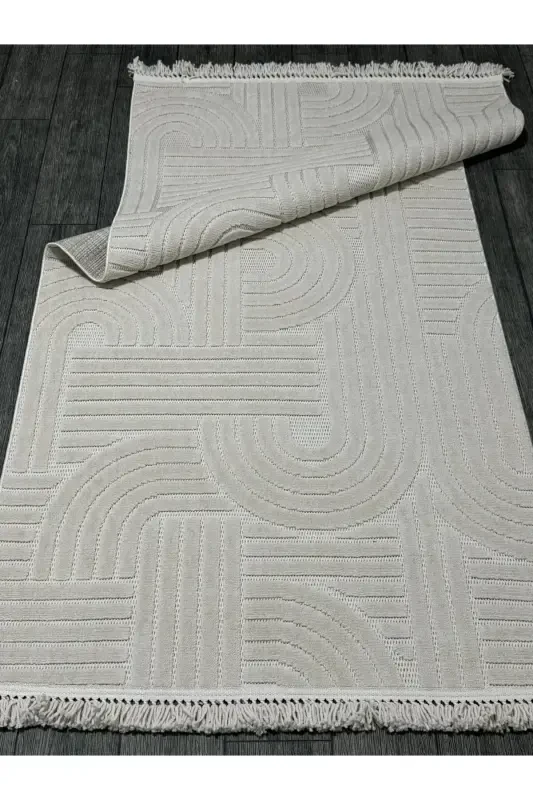 DESIGN 1090 BEIGE Soft Touch Carpet Rug Living Room Kitchen Corridor Cut Runner Woven Machine Carpet-BEIGE - 2