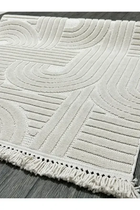 DESIGN 1090 BEIGE Soft Touch Carpet Rug Living Room Kitchen Corridor Cut Runner Woven Machine Carpet-BEIGE - 7