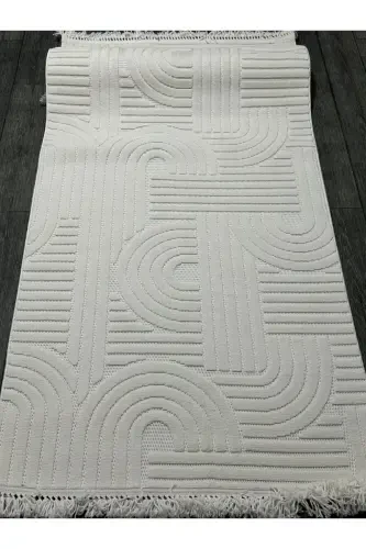 DESIGN 1090 CREAM Soft Texture Carpet Rug Living Room Kitchen Hallway Cut Runner Woven Machine Carpet-CREAM - 2