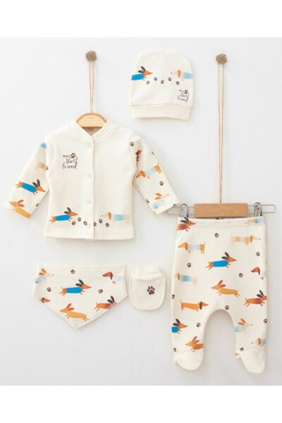 Design Baby Boy Hospital Discharge Set with Hot Dog 5-Piece Newborn Set 0-3 Months Stone 5 Parts No Fabric - 1