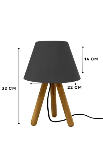Design Wooden Anthracite Fabric Shade Table Lamp Ayd-3169 - 3