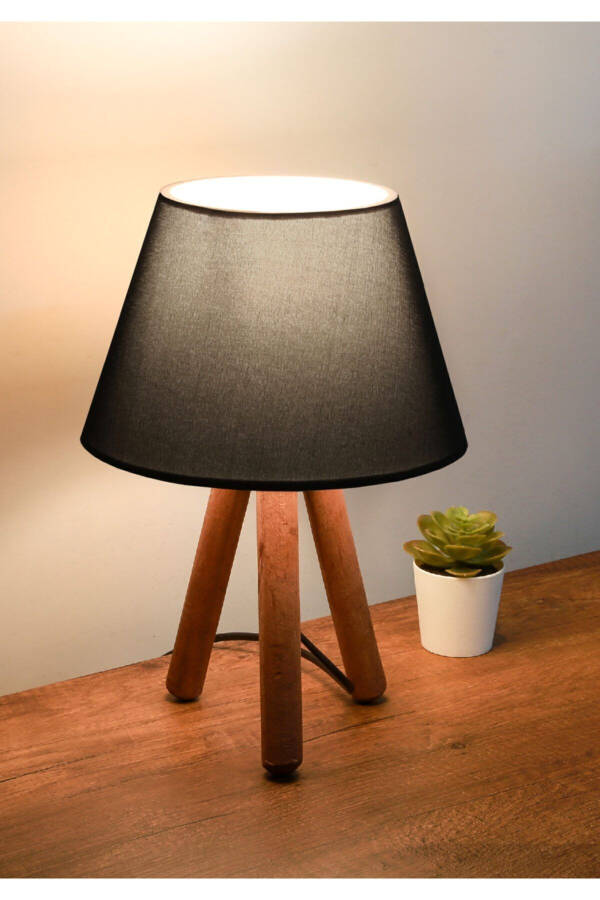 Design Wooden Fabric Shade Lamp - Black Ayd-3168 - 1