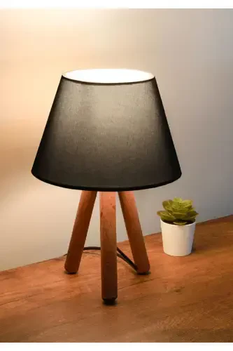 Design Wooden Fabric Shade Lamp - Black Ayd-3168 - 2