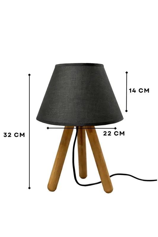 Design Wooden Fabric Shade Lamp - Black Ayd-3168 - 3