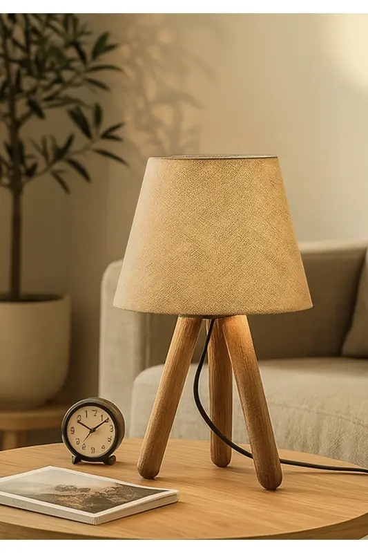 Design Wooden Kumbeji Fabric Shade Lamp Ayd-3171 - 1