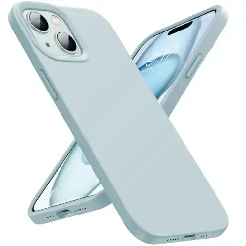 Designed for iPhone 15 Case, Silicone Phone Case [Military Grade Drop Protection] [Anti-Scratch Microfiber Lining] Silicone Ultra Slim Cover Shockproof Phone Cases 6.1 inch, Sky Blue - 1