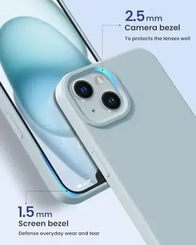 Designed for iPhone 15 Case, Silicone Phone Case [Military Grade Drop Protection] [Anti-Scratch Microfiber Lining] Silicone Ultra Slim Cover Shockproof Phone Cases 6.1 inch, Sky Blue - 3
