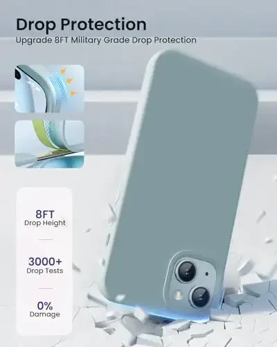 Designed for iPhone 15 Case, Silicone Phone Case [Military Grade Drop Protection] [Anti-Scratch Microfiber Lining] Silicone Ultra Slim Cover Shockproof Phone Cases 6.1 inch, Sky Blue - 4