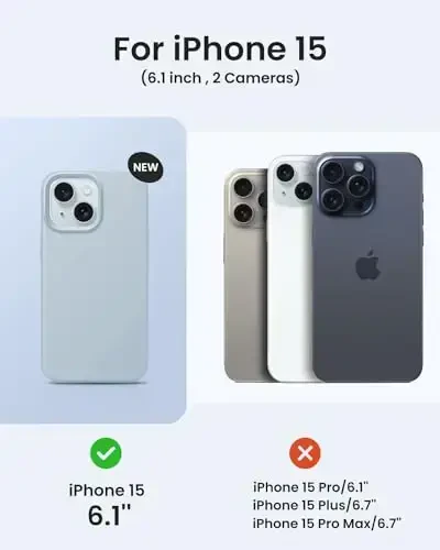 Designed for iPhone 15 Case, Silicone Phone Case [Military Grade Drop Protection] [Anti-Scratch Microfiber Lining] Silicone Ultra Slim Cover Shockproof Phone Cases 6.1 inch, Sky Blue - 6