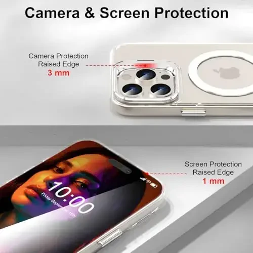 Designed for iPhone 16 Pro Max Case Magnetic with Kickstand,Slim Shockproof Military protecive Buil-in Camera Ring Stand Phone Cover Case for 16 Pro Max 6.9inch 2024 (Crystal) - 2