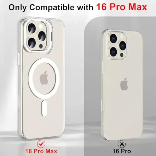 Designed for iPhone 16 Pro Max Case Magnetic with Kickstand,Slim Shockproof Military protecive Buil-in Camera Ring Stand Phone Cover Case for 16 Pro Max 6.9inch 2024 (Crystal) - 3