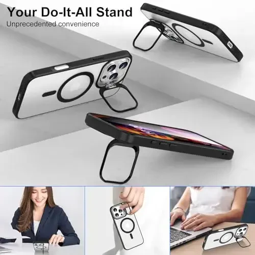 Designed for iPhone 16 Pro Max Case Magnetic with Kickstand,Slim Shockproof Military protecive Buil-in Camera Ring Stand Phone Cover Case for 16 Pro Max 6.9inch 2024 (Dark) - 4