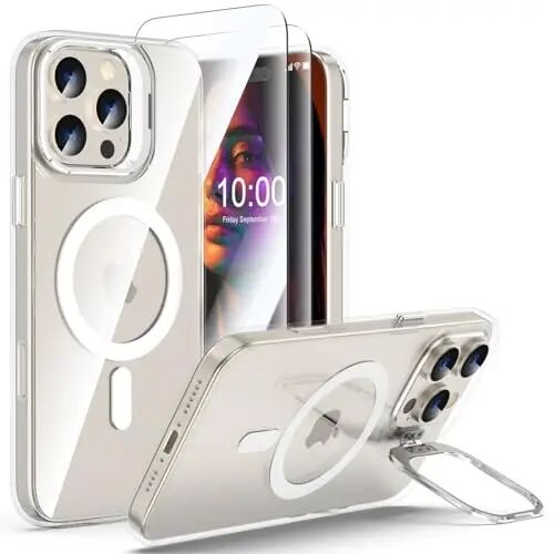 Designed for Samsung Galaxy Z Flip 6/5 Case with Ring Holder & Hinge Protection & Screen Protector,Ultra Slim Crystal Plating Protective Cover for Z Flip 6/5(Clear) - SQMCase