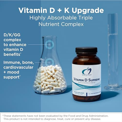 Designs for Health Vitamin D Supreme - Vitamin D 5000 IU ve 2000mcg Vitamin K (MK4) Kemik, Kalp Sağlığı ve Bağışıklık Desteği İçin - GG Takviyesi ile Zenginleştirilmiş Vitamin D3 (60 Kapsül) - 4