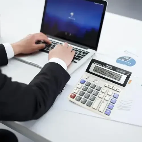 Desk Calculator Large 12 Digit Display, Dual Power Basic Calculator Desktop, Big Button for Office, Business, Home and School (Grey) - 6