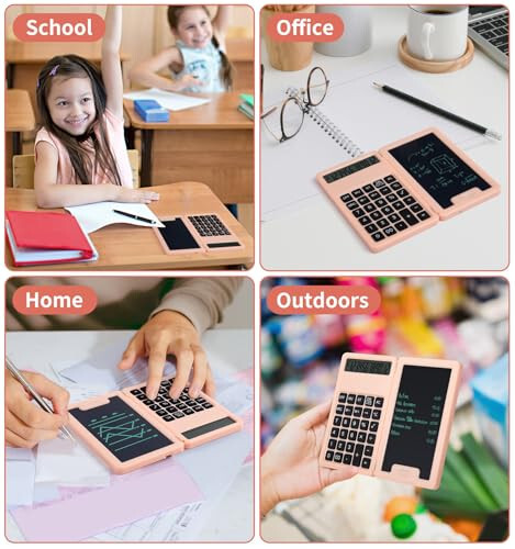 Desk Calculator, Portable Calculator with Notepad, Basic Calculator with Writing Tablet, 12 Digit Large Display Calculators with Stylus, Multi-Function Calculator for Office, School & Home(Pink) - 7