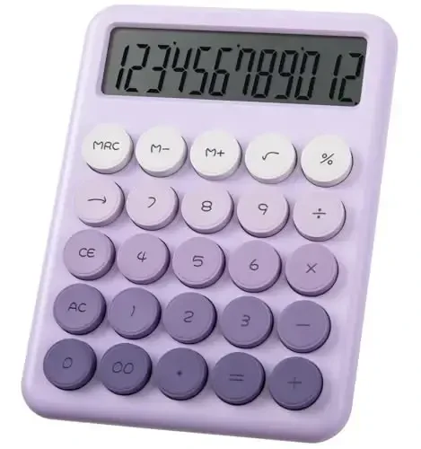 Desk Cute Purple Calculator with Big Buttons, Calculators Desktop, 12 Digit with Large LCD Display,Basic Standard Calculator,Mechanical Switch Aesthetic Calculators Office Supplies for Home and School 
