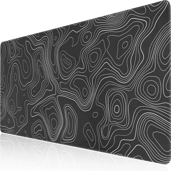 Desk Mat, Gaming Mouse Pad with Non-Slip Base, Extended Large Mouse Pad XL Keyboard Mouse Pad for Work, Game, Office, Home - Topographic Contour (35.4x15.7 in) - TIANBEN