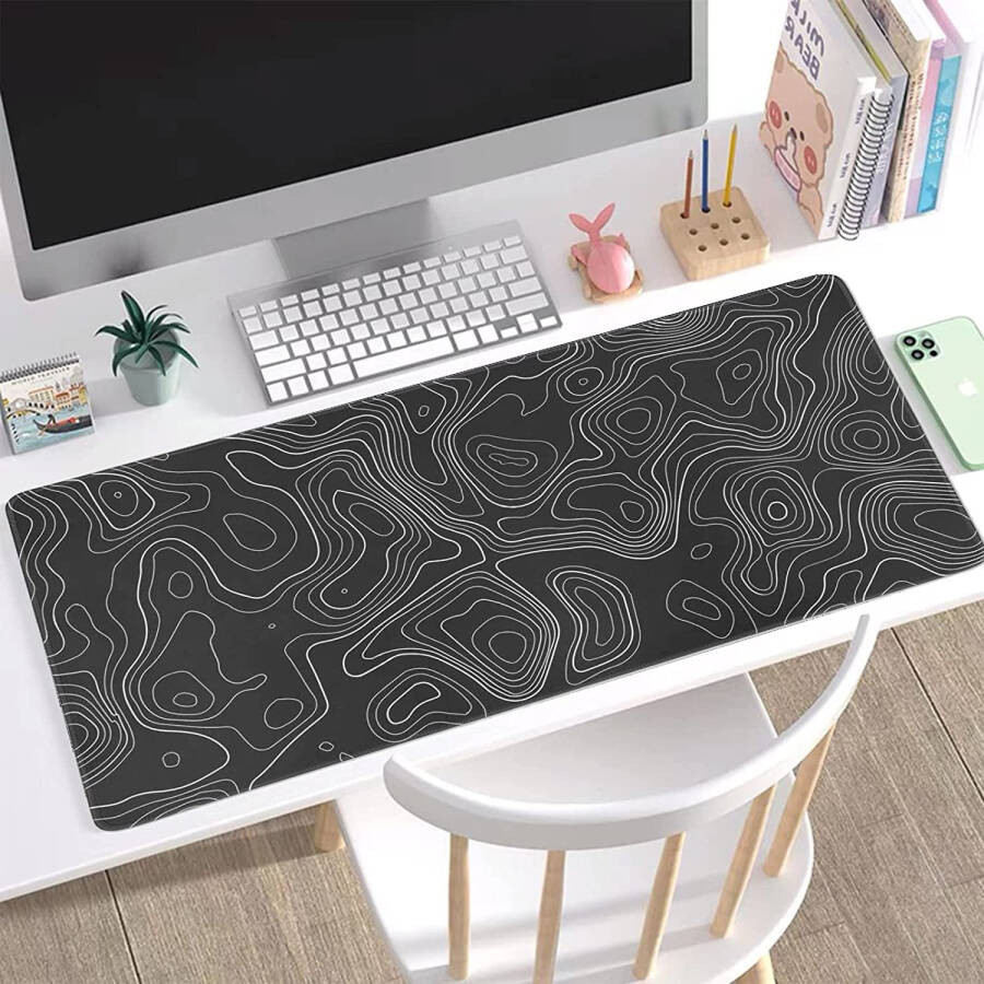 Desk Mat, Gaming Mouse Pad with Non-Slip Base, Extended Large Mouse Pad XL Keyboard Mouse Pad for Work, Game, Office, Home - Topographic Contour (35.4x15.7 in) - 8