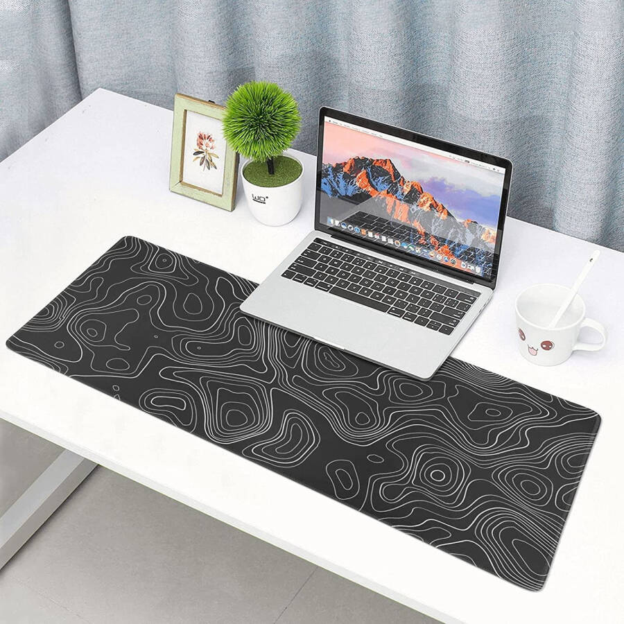 Desk Mat, Gaming Mouse Pad with Non-Slip Base, Extended Large Mouse Pad XL Keyboard Mouse Pad for Work, Game, Office, Home - Topographic Contour (35.4x15.7 in) - 9