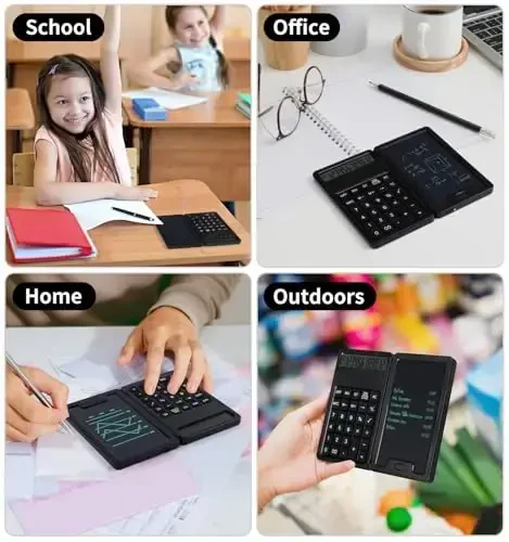 Desk Portable Basic Calculator with Notepad and Stylus, 12 Digit Large Display Multi-Function for Office, School, Home & Basic Financial (Black) - 7