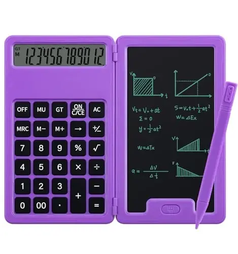 Desk Portable Calculator, Small Calculators with Writing Notepad, Purple | Basic Calculator, More Lightweight and Portable, 12 Digit Large Display Multi-Function for Office, Home & Financial (Purple) - 1
