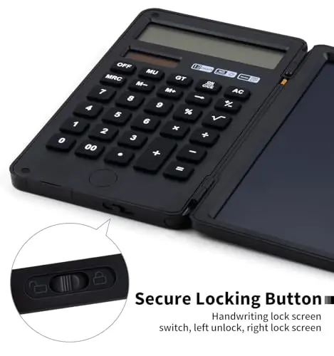 Desk Portable Large Calculator, Small Calculator with Writing Notepad,Black | Basic Calculator, More Lightweight and Portable, 12 Digit Large Display Multi-Function for Office, Home & Financial (Black) - 6