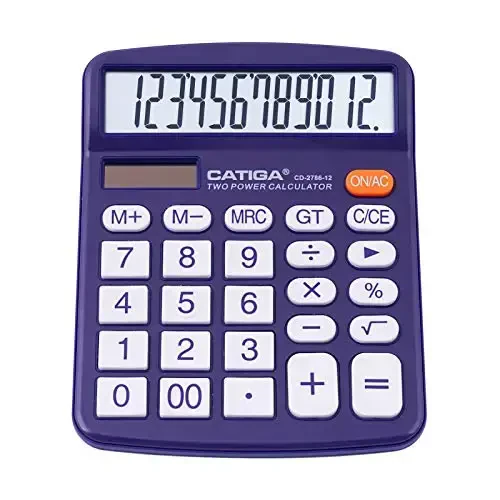 Desktop Calculator 12 Digit with Large LCD Display and Sensitive Button, Solar and Battery Dual Power, Standard Function for Office, Home, School, CD-2786 (Purple) - 6