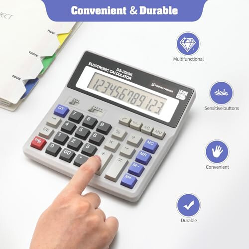 Desktop Calculator Large LCD Display 12-Digit Big Number, Large Keys Standard Calculator for Office Business Home - 4