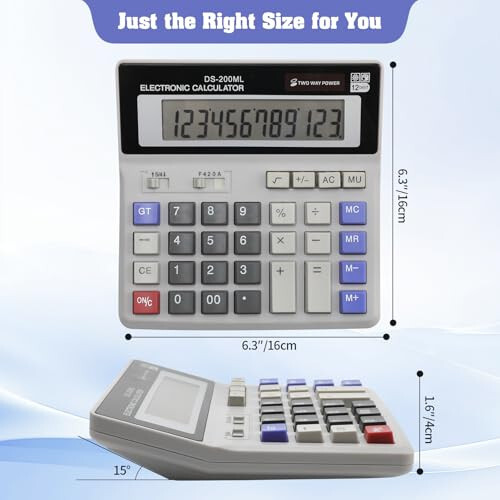 Desktop Calculator Large LCD Display 12-Digit Big Number, Large Keys Standard Calculator for Office Business Home - 5