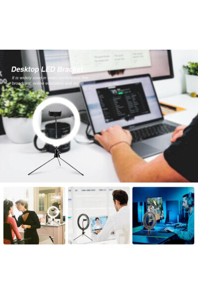 Desktop Phone Holder Youtuber Desk Lamp with 3 Color Light Intensity Adjustable - 25