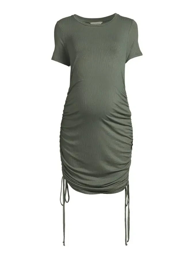 Destination Maternity Women's Ruched Bodycon Dress with Short Sleeves, Sizes S-2XL - 3