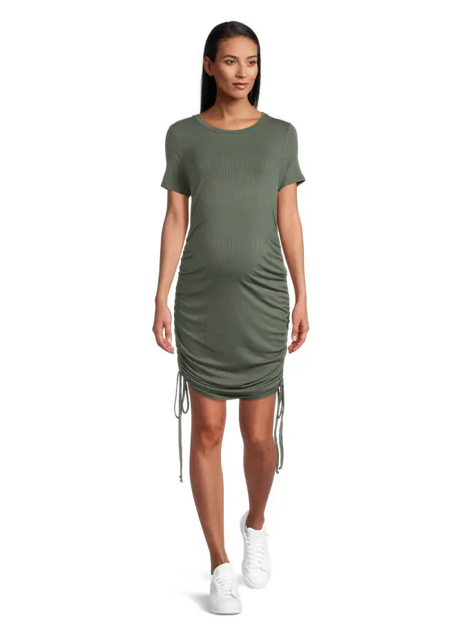 Destination Maternity Women's Ruched Bodycon Dress with Short Sleeves, Sizes S-2XL - 4