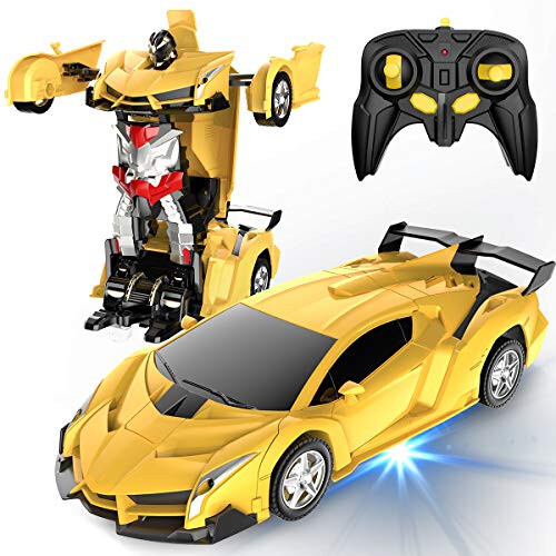 Desuccus Remote Control Car, Transform Robot RC Car for Kids, 2.4Ghz 1:18 Scale Model Racing Car with One-Button Deformation, 360°Drifting, Transforming Robot Car Toy Gift for Boys and Girls - 1