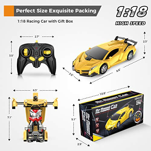 Desuccus Remote Control Car, Transform Robot RC Car for Kids, 2.4Ghz 1:18 Scale Model Racing Car with One-Button Deformation, 360°Drifting, Transforming Robot Car Toy Gift for Boys and Girls - 5