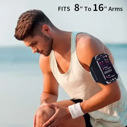 Detachable & 360° Rotatable Armband - Reflective Strap with Zipper Pocket Holder Bag - Compatible with iPhone 16 15 14 Pro Max Plus Samsung Galaxy Note for Running Workout Exercise Walking & Sports - 7