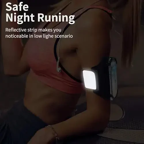 Detachable & 360° Rotatable Running Armband -with Reflective Strap Zipper Pocket & Earphone Bag for iPhone 17 16 15 Pro Max Plus Samsung Galaxy – Workout Exercise Phone Holder with Card Key Slot - 6