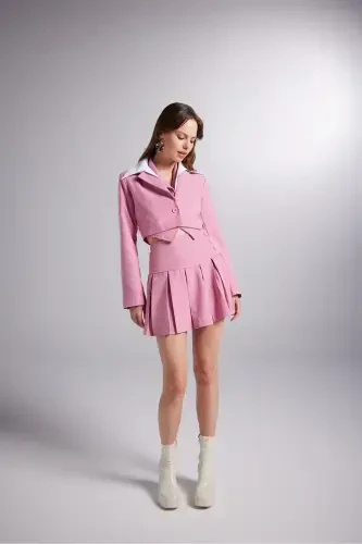 Detachable Shirt Collar Detailed Striped Crop T - HOLLY LOLLY (1)