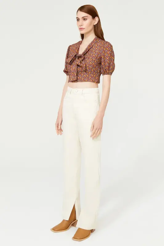 Detailed Crop Top with Straps-210 - 2
