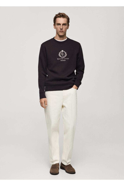 Detailed embroidered 100% cotton sweatshirt - MANGO MAN (1)