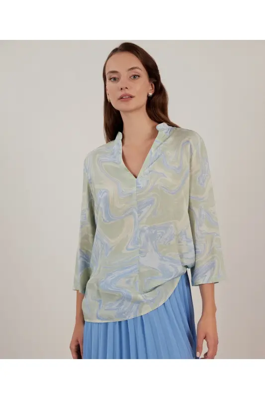 Detailed Front Blouse-GREEN - YARGICI