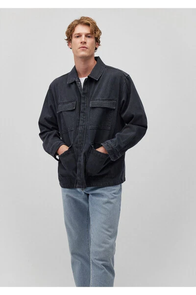 Detailed Grey Jacket, Loose Fit - 0110510-70088 - 3