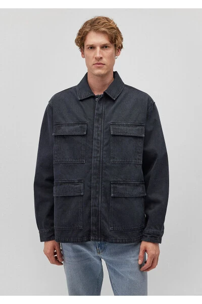 Detailed Grey Jacket, Loose Fit - 0110510-70088 - 4