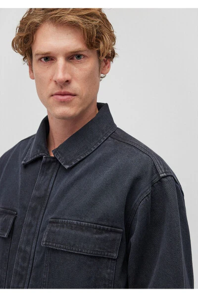 Detailed Grey Jacket, Loose Fit - 0110510-70088 - 6