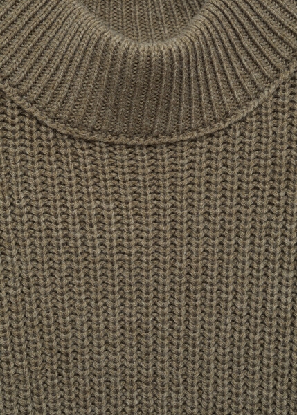 Detailed knitted, khaki sweater. - 13